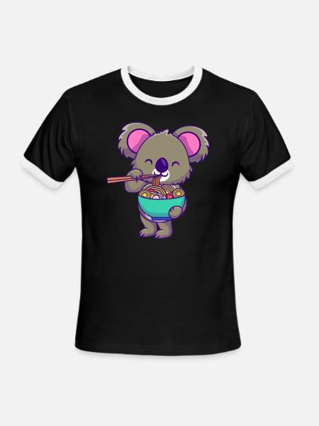 Koala Lover Koala Whisperer Animal Herbivore Ramen - Men's Ringer T-Shirt - black/white