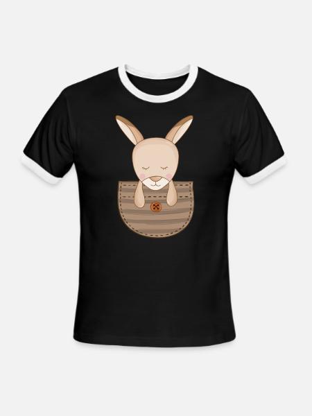 Cute Kangaroo Pouch Kangaroo - Men's Ringer T-Shirt - black/white