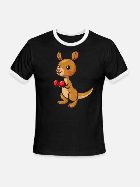 Cute Kangaroo Boxes Kangaroos - Men's Ringer T-Shirt - black/white