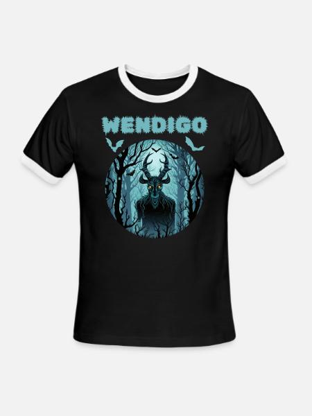 Wendigo Cryptid Halloween - Men's Ringer T-Shirt - black/white