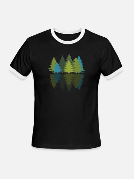 Forest Pine Trees - Men's Ringer T-Shirt - black/white