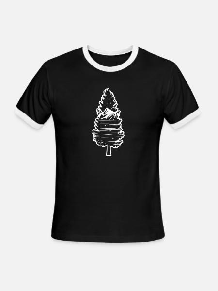 Forest Pine Tree - Men's Ringer T-Shirt - black/white