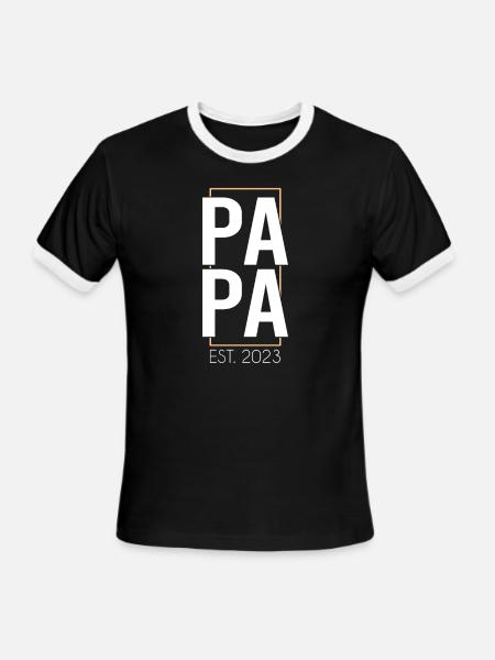 papa 2023 - Men's Ringer T-Shirt - black/white