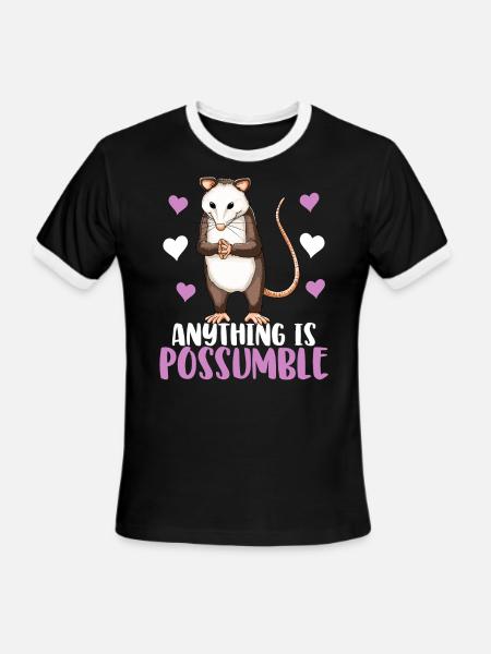 Anything Is Possumble - Men's Ringer T-Shirt - black/white