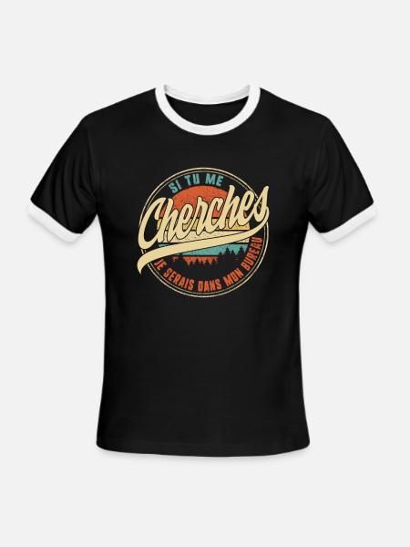 Si Tu Me Cherches Je Serais Dans Mon Bureau - Men's Ringer T-Shirt - black/white