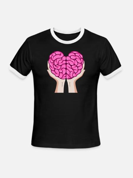 Brain Hands, Neuroscience - Men's Ringer T-Shirt - black/white