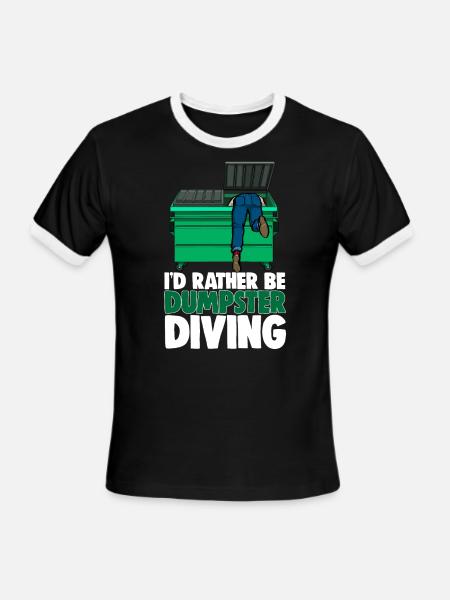 I'd Rather Be Dumpster Diving - Men's Ringer T-Shirt - black/white