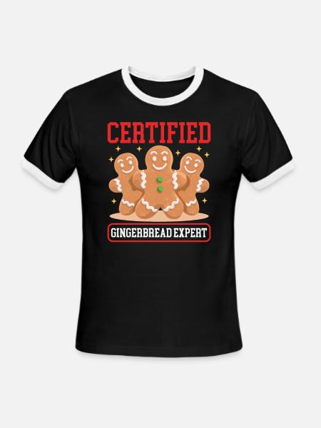 Gingerbread Expert Gingerbread Man - Men's Ringer T-Shirt - black/white