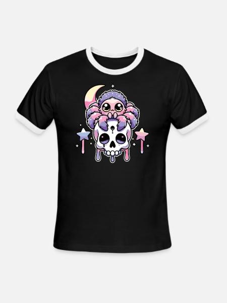 Kawaii Gothic Tarantula Pastel Colors Gothic Goth - Men's Ringer T-Shirt - black/white