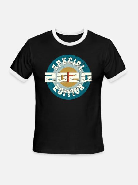 Édition Spéciale Année de naissance 2020 - T-shirt à bandes contrastées pour hommes   - noir/blanc
