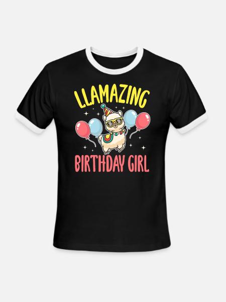 LLamazing birthday Girl - Funny Birthday Party - Men's Ringer T-Shirt - black/white
