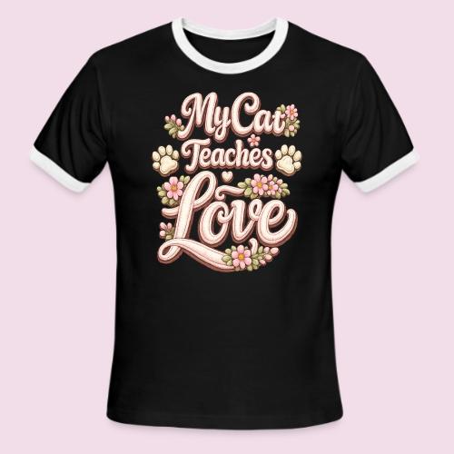 My Cat Teaches Love Faux Embroidery Style - Men's Ringer T-Shirt