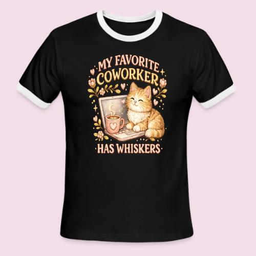 My Favorite Coworker Has Whiskers Faux Stitched - Men's Ringer T-Shirt