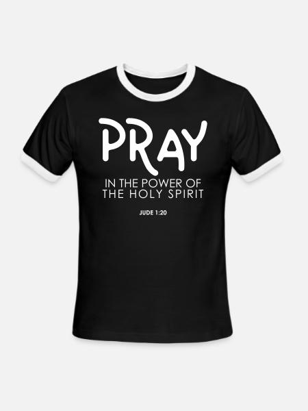 Pray In the Power of The Holy Spirit, christian - Men's Ringer T-Shirt - black/white