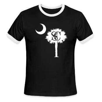 South Carolina's Palmetto Moon - Men's Ringer T-Shirt - black/white - Front - Jackson (183cm)