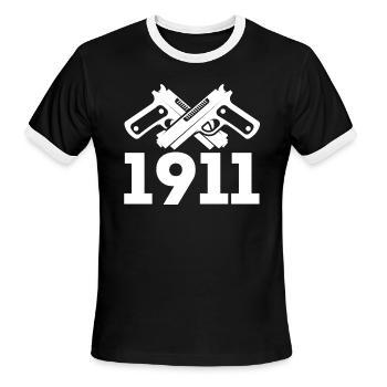 Arme 1911 - T-shirt à bandes contrastées pour hommes   - noir/blanc - Devant - Jackson (183cm)