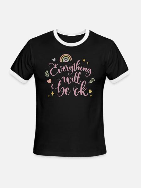 everything will be ok - Men's Ringer T-Shirt - black/white