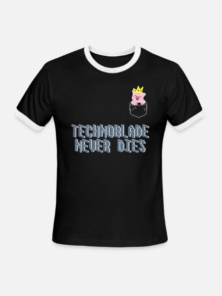 Technoblade Never Dies Merch Cosplay Gamer - Men's Ringer T-Shirt - black/white