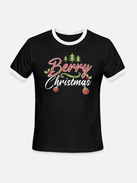 Berry Christmas Strawberry - Men's Ringer T-Shirt - black/white
