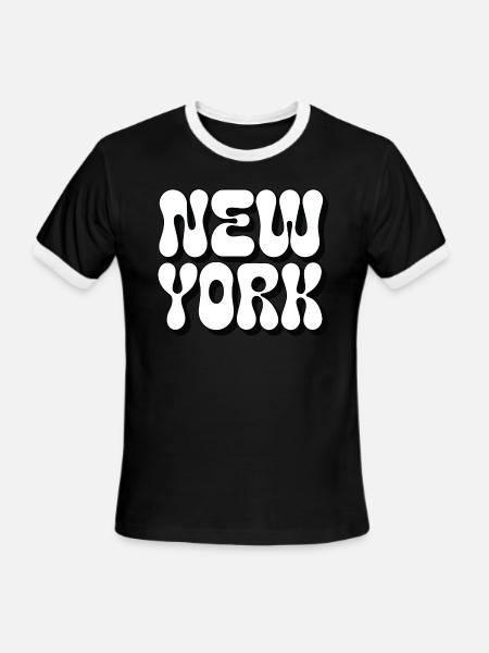 New York Typography - Men's Ringer T-Shirt - black/white