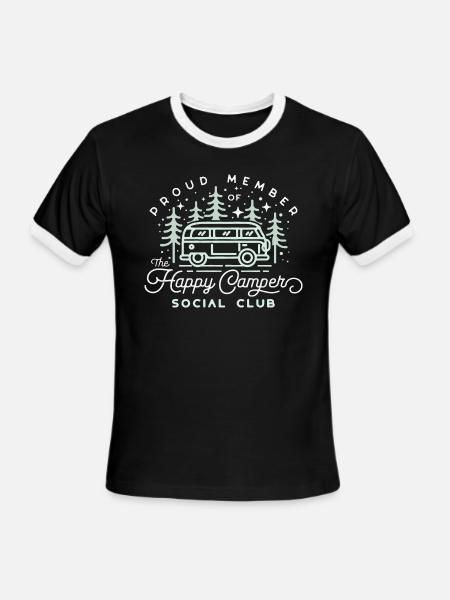 Happy Camper - Men's Ringer T-Shirt - black/white