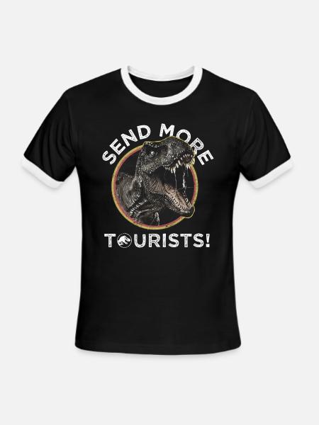Jurassic Park T-Rex Send More Tourists! - Men's Ringer T-Shirt - black/white