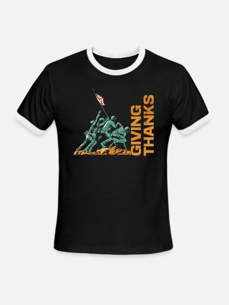 Giving Thanks - Men's Ringer T-Shirt - black/white