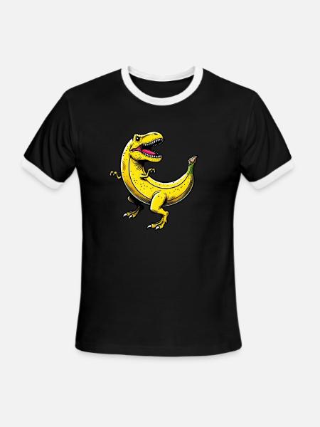 Bananasaurus REX – Funny T-Rex Banana Design - Men's Ringer T-Shirt - black/white