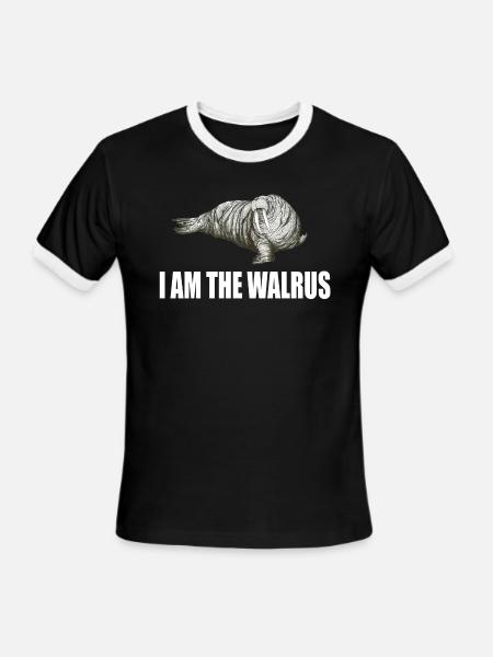 I Am The Walrus - Men's Ringer T-Shirt - black/white