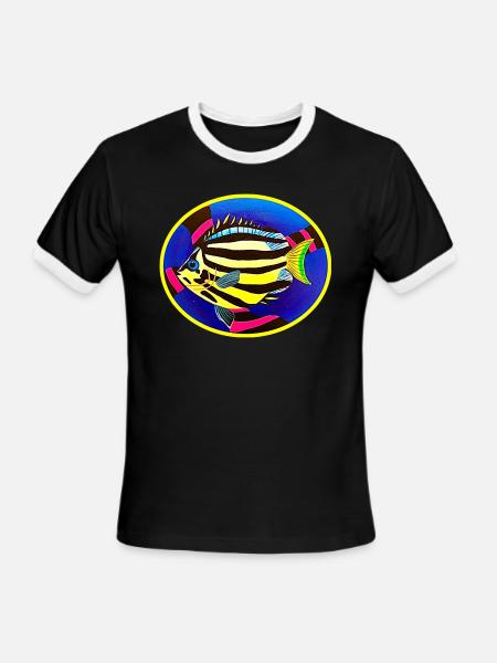 T-SHIRTS SHOPFRONT DESIGNS TEES GEORGE the FISH - Men's Ringer T-Shirt - black/white