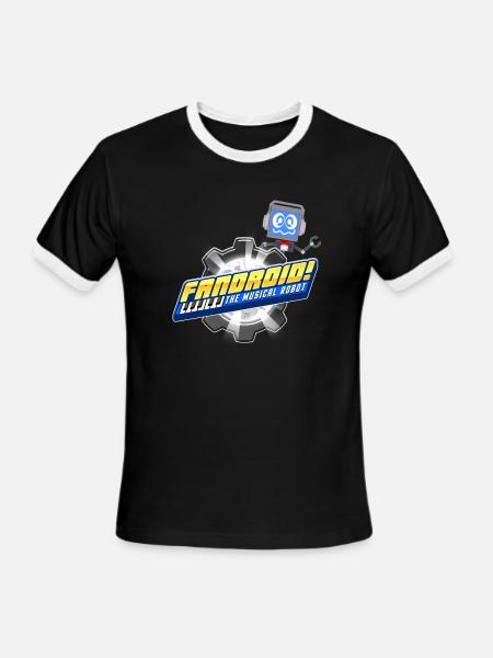 Fandroid Logo with Waving Fandroid - Men's Ringer T-Shirt - black/white