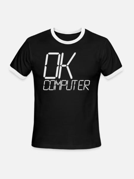 ok computer - Men's Ringer T-Shirt - black/white