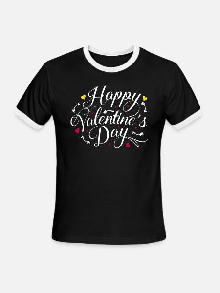 Happy Valentine's Day - Men's Ringer T-Shirt - black/white