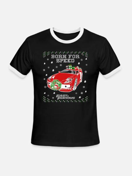Fast and Furious Dom Born For Speed Ugly Christmas - Men's Ringer T-Shirt - black/white