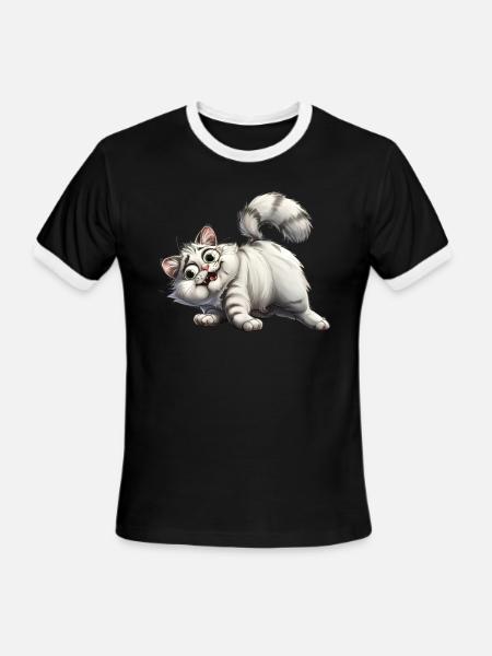 Funny Cat - Men's Ringer T-Shirt - black/white