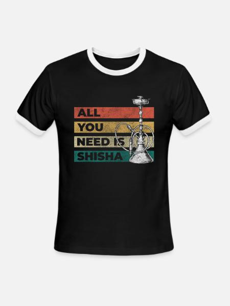 Water pipe smoking - Men's Ringer T-Shirt - black/white