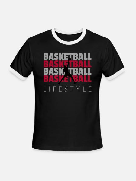 BASKETBALL - Men's Ringer T-Shirt - black/white