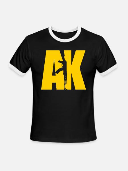 AK47 YELLOW - Men's Ringer T-Shirt - black/white