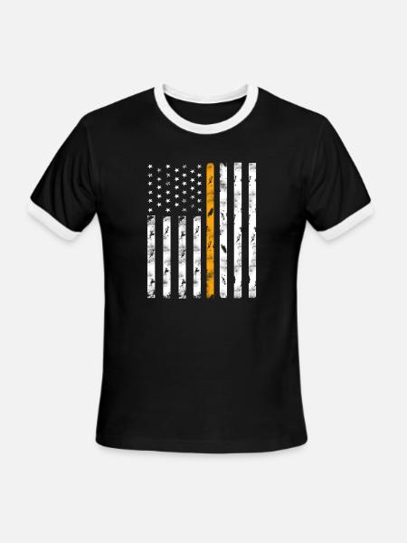 911 dispatcher flag - Men's Ringer T-Shirt - black/white