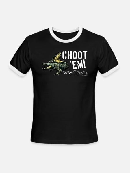 Swamp People Choot Em birthday christmas gift - Men's Ringer T-Shirt - black/white