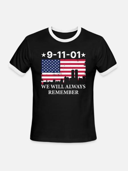 We Will Always Remember 9 11 01 - Men's Ringer T-Shirt - black/white