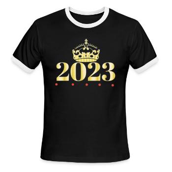 2023New Year - Men's Ringer T-Shirt - black/white - Front - Jackson (183cm)