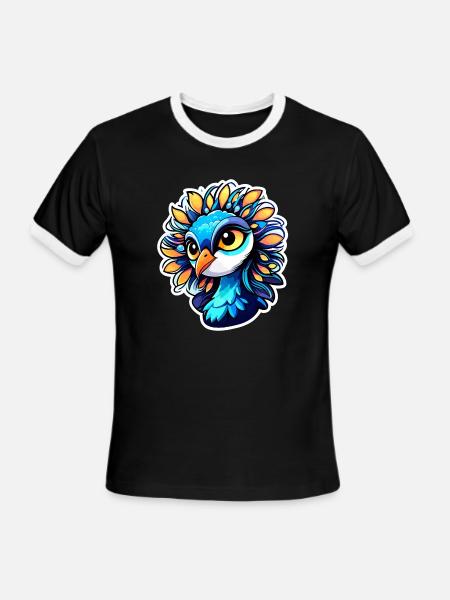 Peacock Bird Illustration - Men's Ringer T-Shirt - black/white