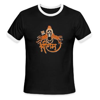 309276362 1053710869 jay shri ram - Men's Ringer T-Shirt - black/white - Front - Jackson (183cm)