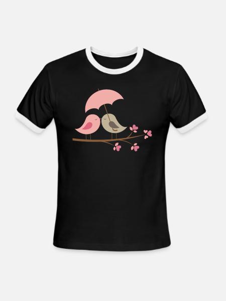 Umbrella love - Men's Ringer T-Shirt - black/white