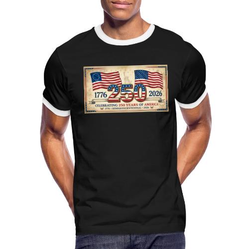 USA 250th Anniversary Flags Emblem - Men's Ringer T-Shirt