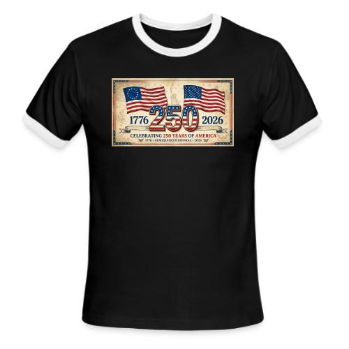 USA 250th Anniversary Flags Emblem - Men's Ringer T-Shirt