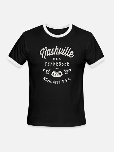 Nashville Music City Tennessee - Men's Ringer T-Shirt - black/white