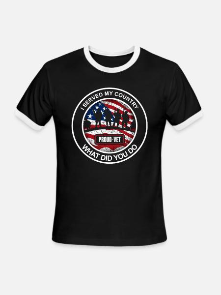 I served my country what did you do - Men's Ringer T-Shirt - black/white