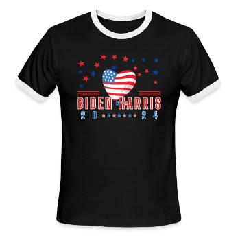 US President Joe Biden supported US Vice President - Men's Ringer T-Shirt - black/white - Front - Jackson (183cm)